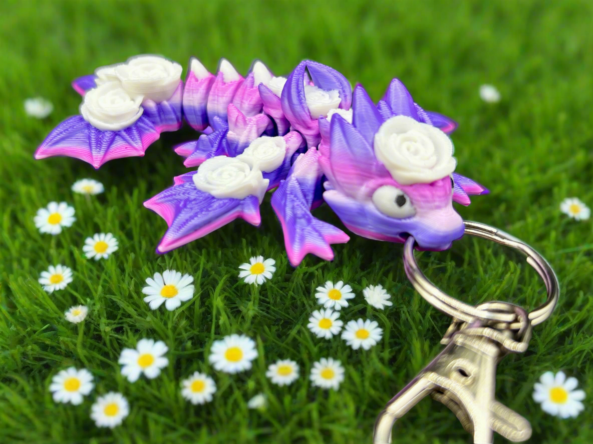 Baby Winged Rose Dragon Tadling Keyring