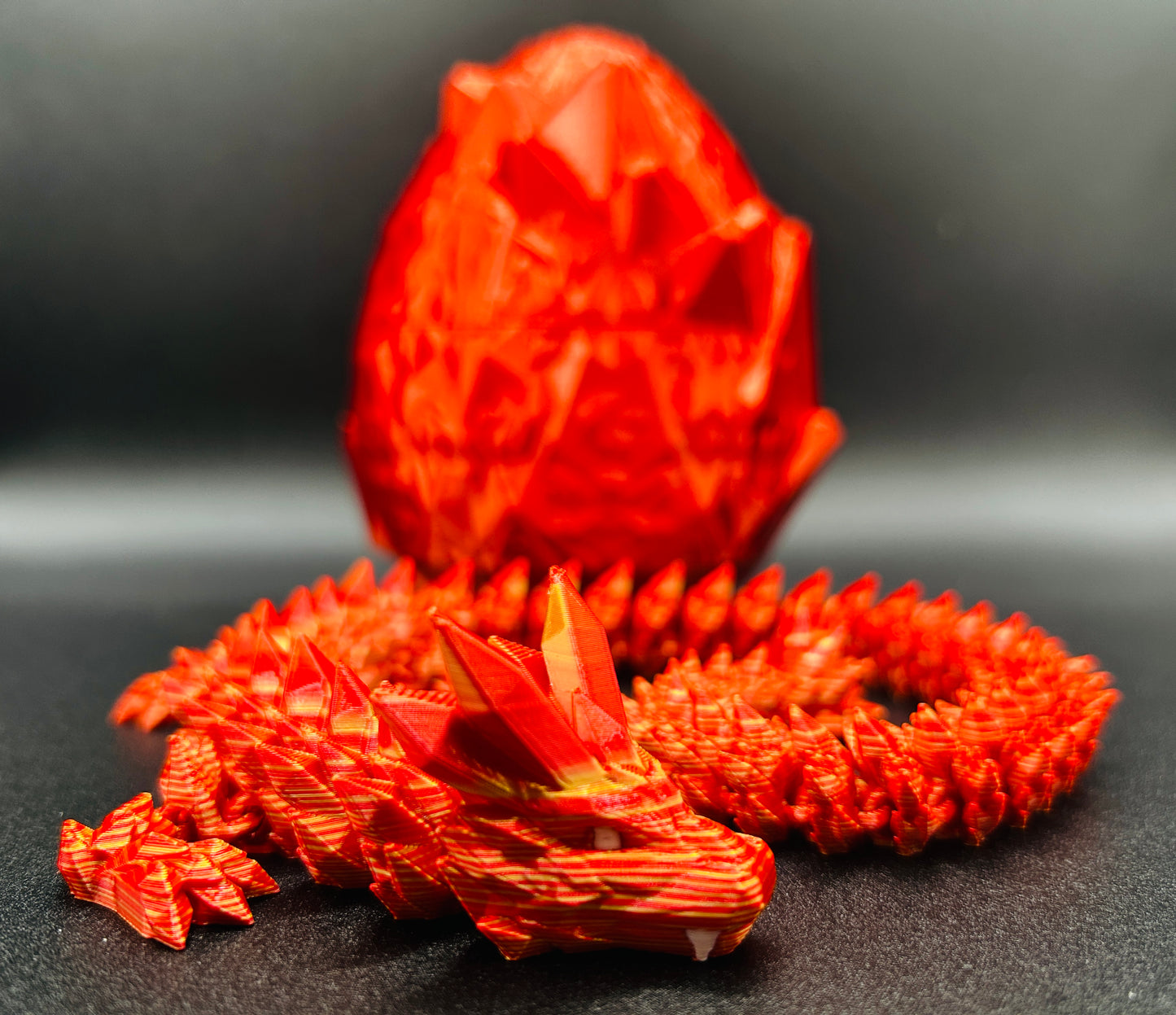 Silk Red and Gold Crystal Dragon with Crystal Dragon Egg