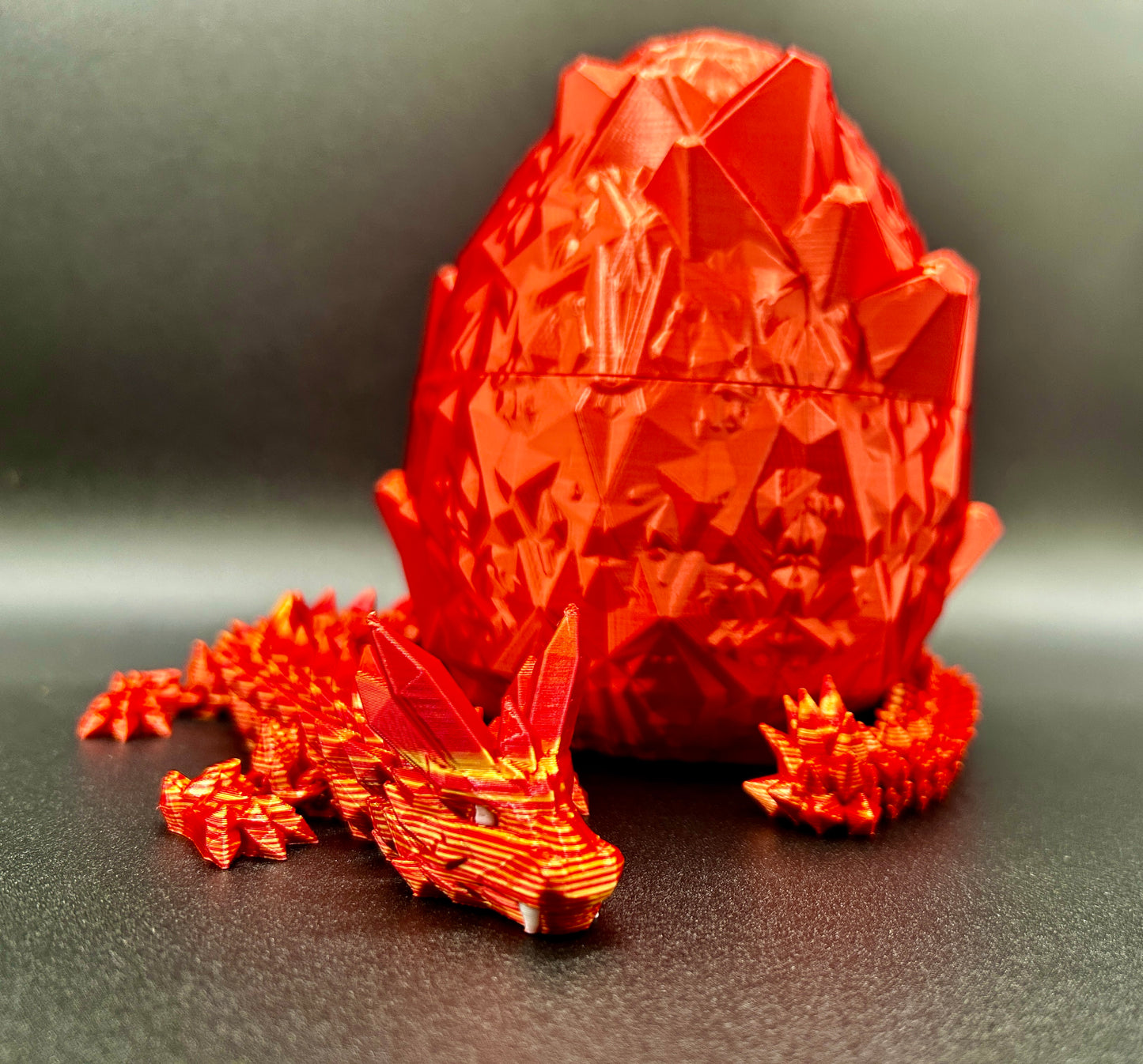 Silk Red and Gold Crystal Dragon with Crystal Dragon Egg