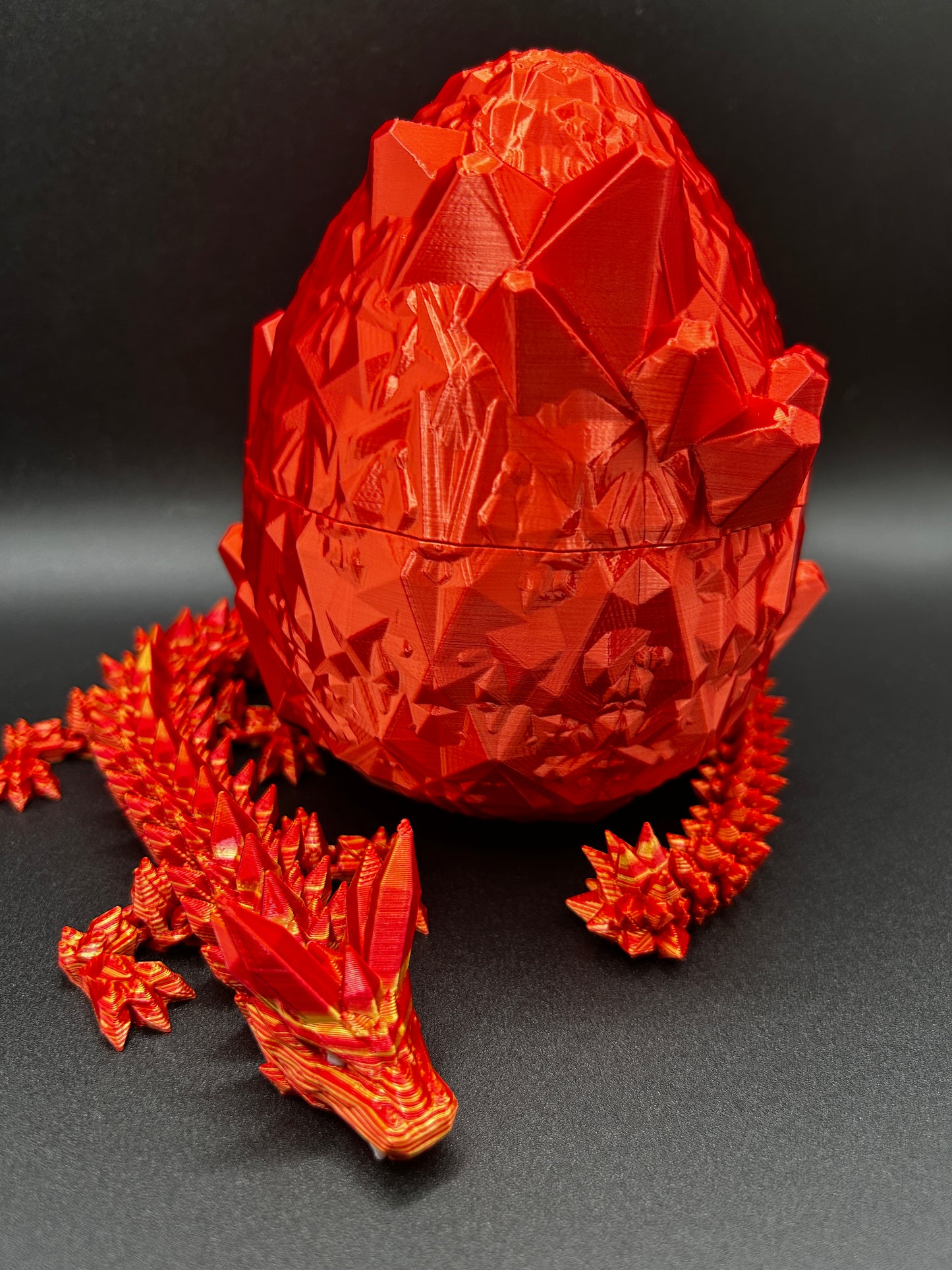 Silk Red and Gold Crystal Dragon with Crystal Dragon Egg