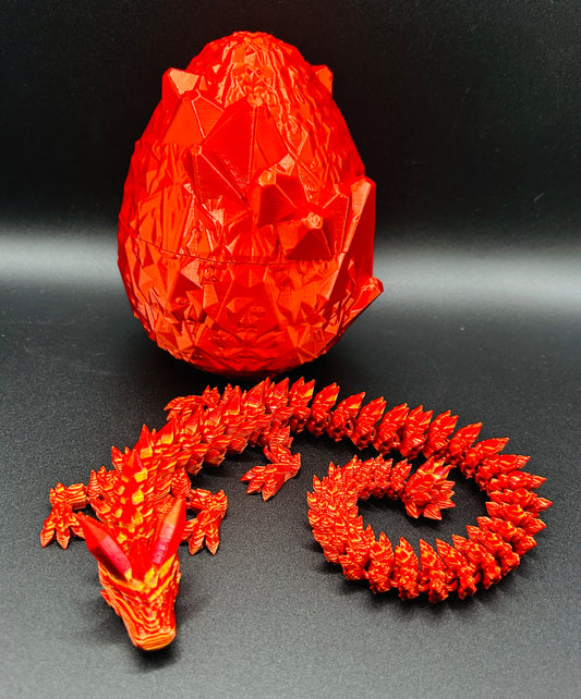 Silk Red and Gold Crystal Dragon with Crystal Dragon Egg